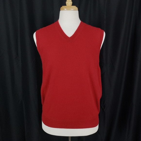 Bank Red Cashmere Vneck Sweater Vest 